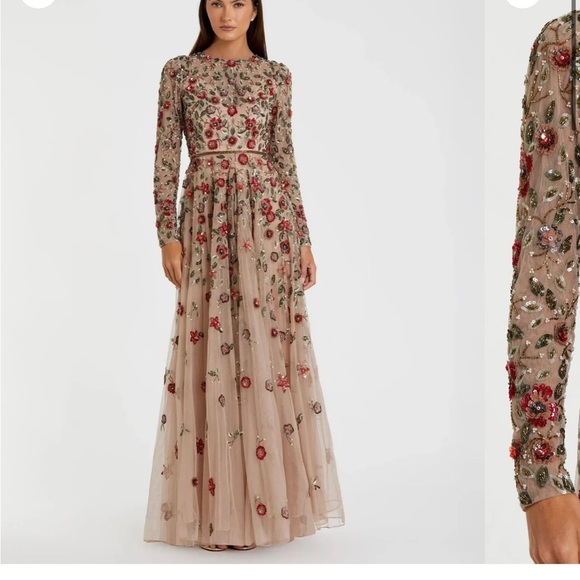Mac Duggal Dresses & Skirts - Mac Duggal Floral Embellished Long Sleeve Gown